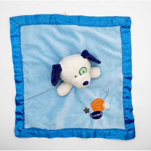 Circo Blue Sports Dog Baby Lovey Plush Satin Security Blanket Soother Toy 14" - Picture 1 of 4